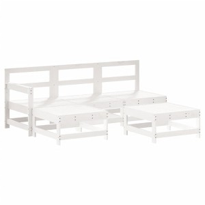 vidaXL Garden Lounge Set White Solid pine wood, Engineered wood Medium Modular - White - 1 of 4