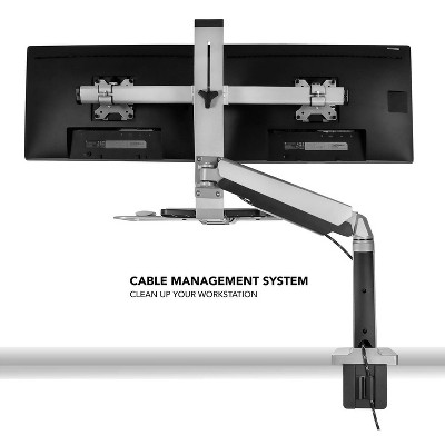 Adjustable Silver Standing Desk Converter with Dual Monitor Mount