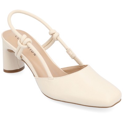 Journee Collection Womens Margeene Sling Back Covered Block Heel Pumps
