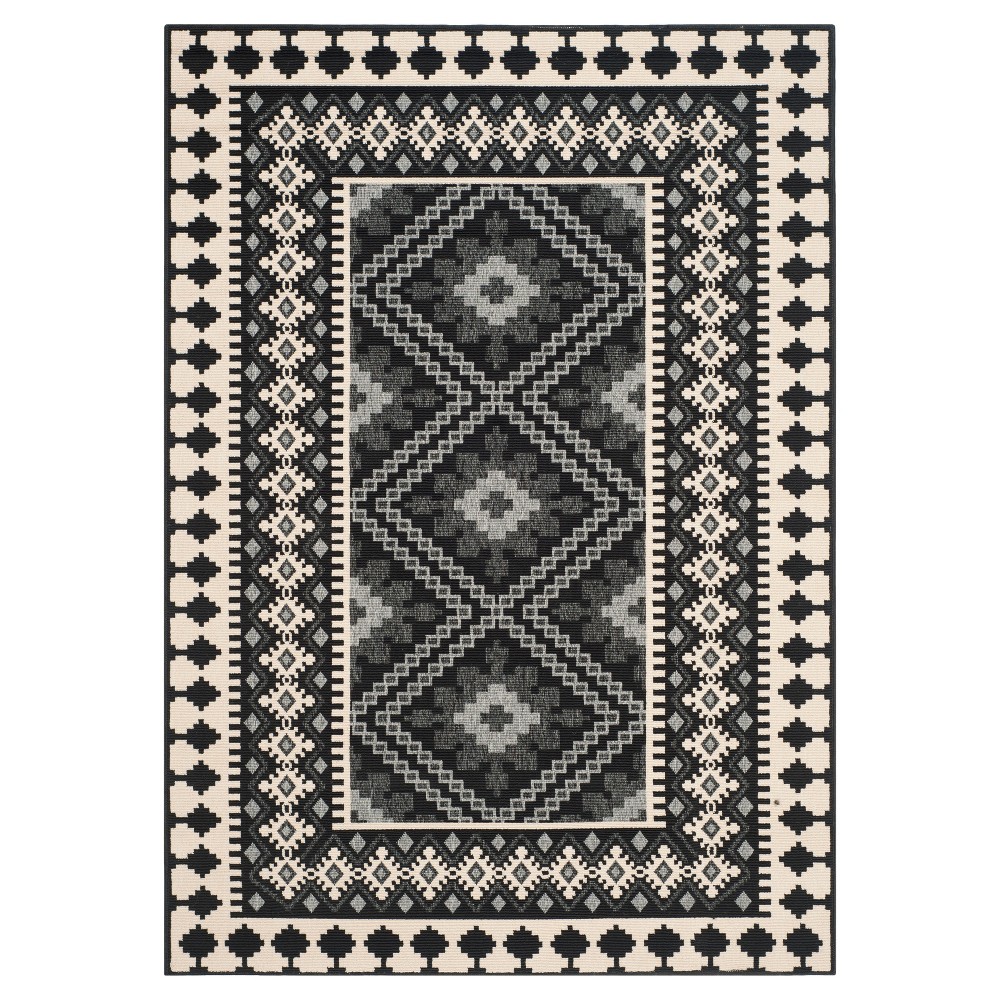 Nadir Indoor/Outdoor Area Rug - Black/Creme (5'3inx7'7in) - Safavieh