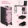 EASYINBEAUTY Foldable Rolling Portable Manicure Table with 3 Drawers, Mirror & Nail Polish Organizer - Pink - 2 of 4