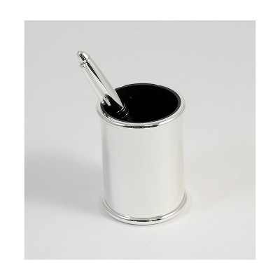 Bey-Berk Pen Cup With Black ABS Plastic Lining Silver Plated (D595)