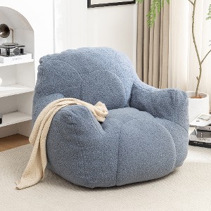 Lyngins Large Faux Fur Bean Bag Chair, Ergonomic Lazy Chair with Memory Foam, No-Assembly Fluffy Accent Chair, Single Sofa Chair for Adults - 1 of 4