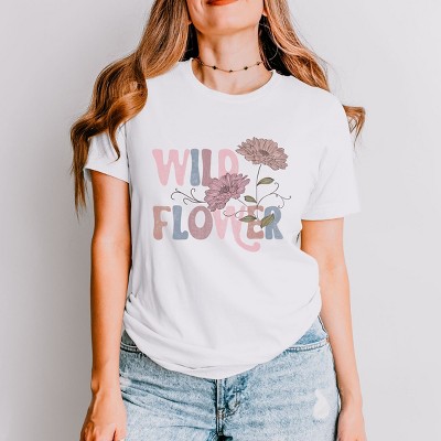 Simply Sage Market Wild Flower Colorful Short Sleeve Tee - S - White