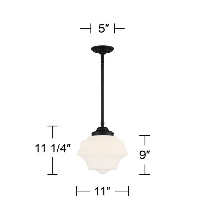 Tyce Mini Black Farmhouse Pendant Light with Opal Glass Shade
