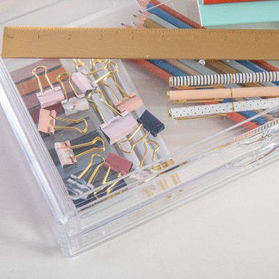 Clear Plastic Stackable Desktop Organizer with 2 Drawers