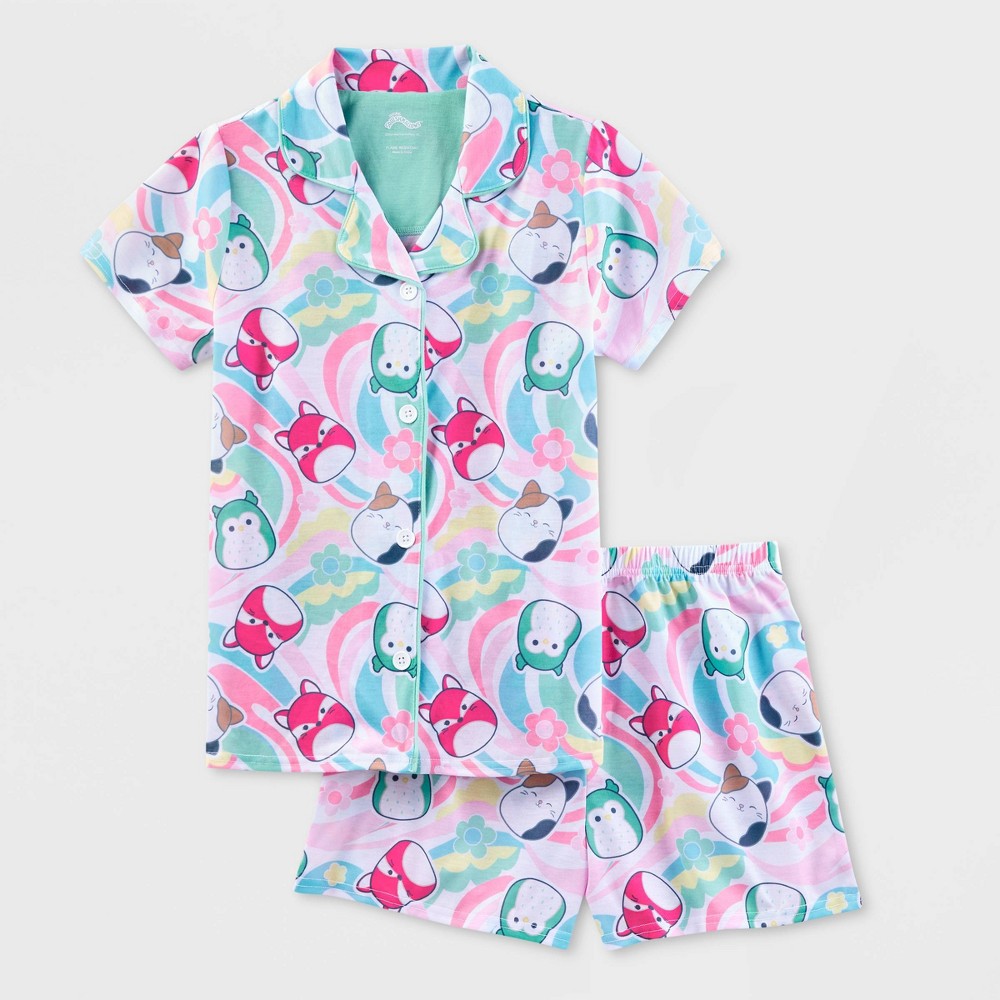 Girls' Squishmallows Coat Pajama Set - Teal Green L