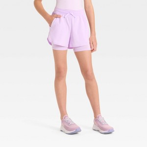 Girls' Active Light 2-in-1 Run Shorts - All In Motion™ - 1 of 3