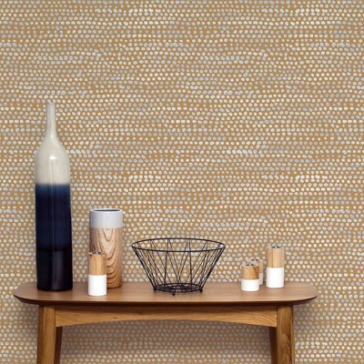 24" Washable Black Moire Dots Self-Adhesive Removable Wallpaper
