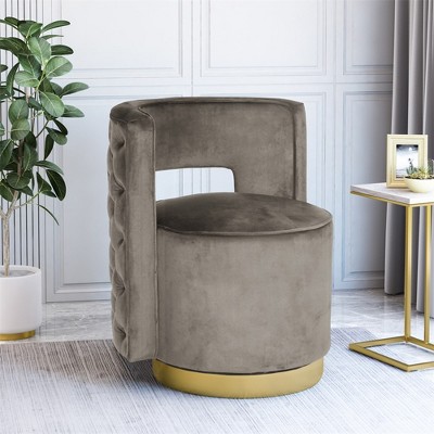 Arm Chairs, Modern Tufted Velvet Accent Chairs With Metal Base, Swivel Round Barrel Chair, Single Sofa Reading Seats For Living Room