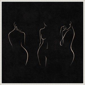 30"x30" Silhouettes Black and White by Emel Tunaboylu Framed Canvas Wall Art Print White - Amanti Art: Modern Lithograph, Polystyrene Frame - 1 of 4
