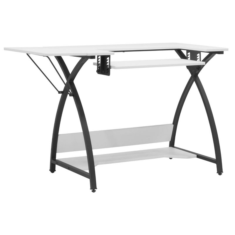 Comet Plus Sewing/Office Table with Fold Down Top, Height Adjustable Platform and Bottom Storage Shelf Black/White - Sew Ready, 3 of 17