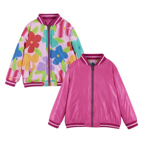 Andy & Evan Kids Girls Floral Bomber Jacket Pink, Size 6X.