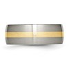 Black Bow Jewelry 8mm Titanium & 14k Gold Inlay Brushed Domed Standard Fit Band - 3 of 4