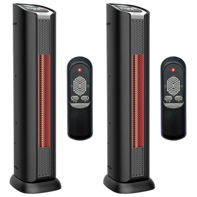 Lifesmart 2 Element Quartz Infrared 24-Inch Electric Portable Tower Indoor Room Space Heater and Fan, Black (2 Pack), 1 of 7