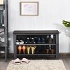 3-Tier Shoe Rack，Industrial Shoe Bench with Storage Shelves for LivingRoom Grey - 4 of 4