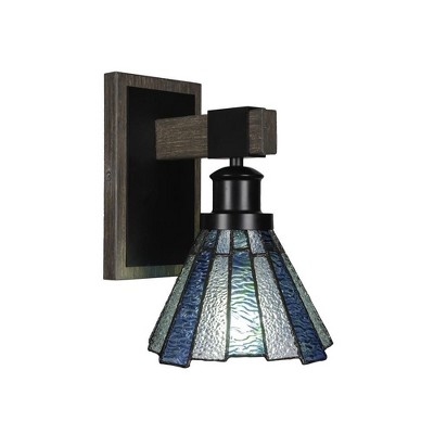 Toltec Lighting Tacoma 1 - Light Sconce in  Black/Painted Wood with 7" Sea Ice Art Glass Shade