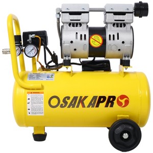 HANPURE 1.5HP Silent Oil-Free 8 Gallon Air Compressor, Portable with Wheels, 70 dBA, Auto Drain Valve, Electric, Lightweight, Yellow - 1 of 4