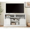 Vynxaria 60" Antique White TV Center with Sliding Door and Ample Storage - 2 of 4