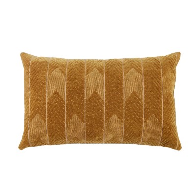 16"x24" Oversized Bourdelle Chevron Poly Filled Lumbar Throw Pillow Beige - Jaipur Living: Cotton Knit, Removable Cover, Indoor Use