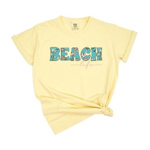 Simply Sage Market Women's Beach Life Colorful Short Sleeve Garment Dyed Tee - 1 of 3