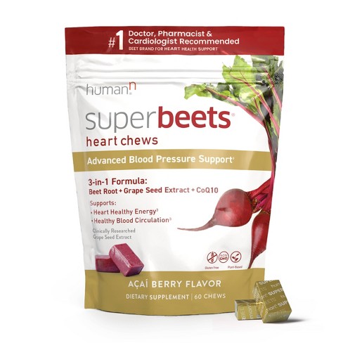 Superbeets Heart Chews Advanced With Coq10 - Acai Berry - 60ct : Target