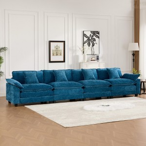 Wider Armrest 3-Seater Chenille Straight Sectional Sofas with Double-Layer Cushions and Modular Design - 1 of 4
