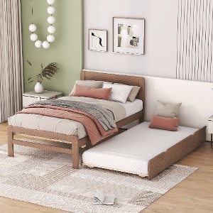 Lyngins Modern Twin Size Bed Frame with Headboard, Platform Bed with 2 Storage Drawers, No Box Spring Needed, Space-Saving Storage Beds - 1 of 4