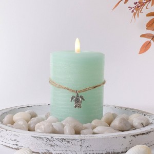 LumiPur 3.5"x5" Signature Coastal Collection Natural Flameless LED Candle Sea Foam Green - 1 of 4