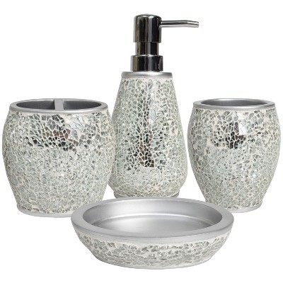 Hollywood Glam Silver Resin Circular Soap Plate