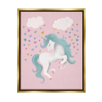 Stupell Industries Pink Pastel Unicorn Clouds Framed Canvas
