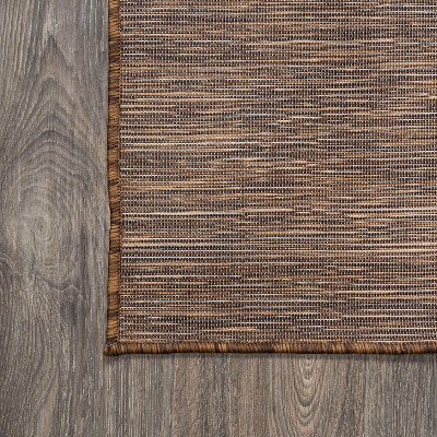Modern Flatweave Solid Brown Synthetic Area Rug - Easy Care