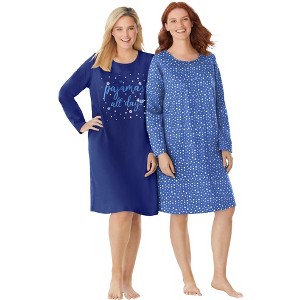 Dreams & Co. 2-Pack Long-Sleeve Sleepshirt - 1 of 4