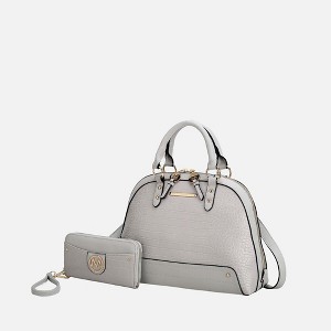 MKF Collection Nora Luxury Croco-Embossed Satchel Bag and Wallet Set by Mia K- Light Grey - 1 of 4
