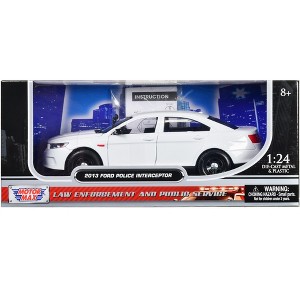 2013 Ford Police Interceptor Unmarked White "Custom Builder's Kit" Series 1/24 Diecast Model Car by Motormax - 1 of 3