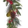 Christmas Magnolia Leaf, Eucalyptus, and Berry 9ft Garland, Pre-Lit with 50 LED Fairy Lights B/O - 3 of 4