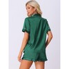 cheibear Women's Fashion Silky Satin Short Sleeve Top with Ruffle Hem Shorts Lounge Sets 2 Pcs - 4 of 4
