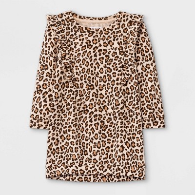 Grayson Mini Toddler Girls' Leopard Print French Terry Dress - Tan 18M