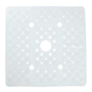 XL Non-Slip Square Shower Mat with Center Drain Hole Aqua - Slipx Solutions