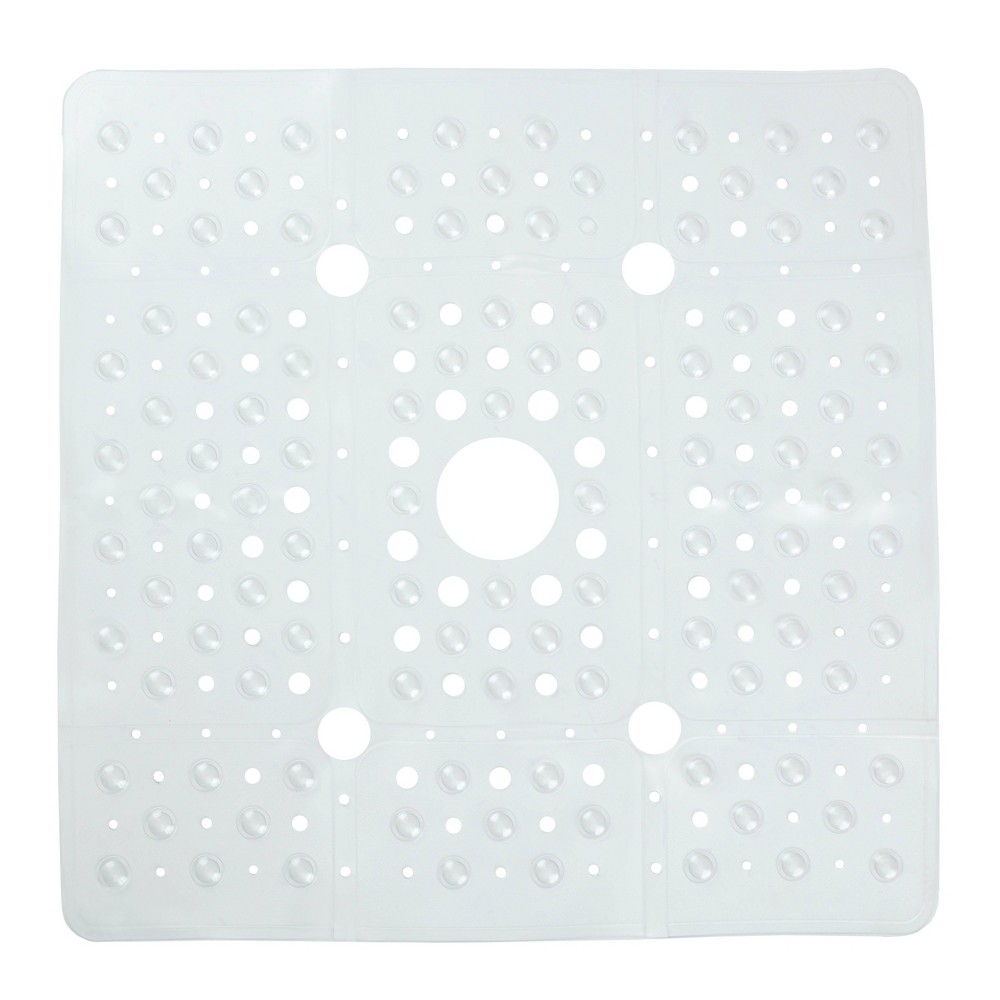 Photos - Bath Mat XL Non-Slip Square Shower Mat with Center Drain Hole Clear - Slipx Solutio