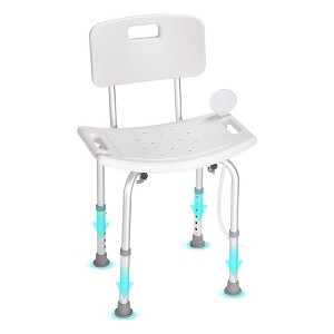 VEVOR Adjustable Shower Chair, 350 lbs Capacity Bathroom Bench with Back, Non-Slip Shower Stool for Elderly, Disabled, Handicap - 1 of 4