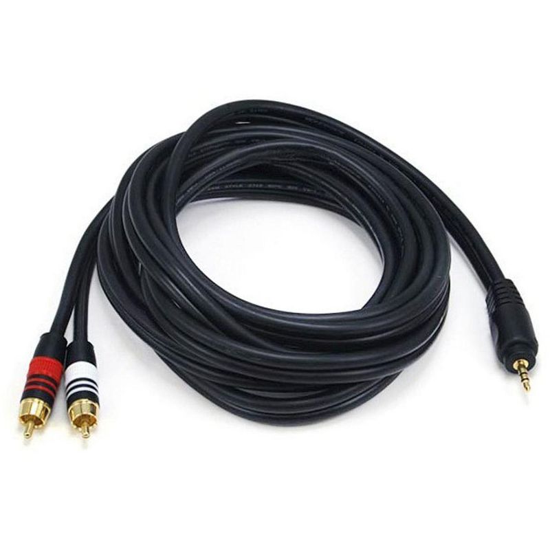 Monoprice Audio Cable - 10 Feet - Black | Premium Stereo Male to 2 RCA Male 22AWG, Gold Plated, 1 of 4