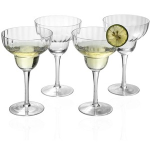 Slickblue Classic Ribbed Optic Margarita Glasses – Clear, Set of 4, 11 oz - 1 of 4