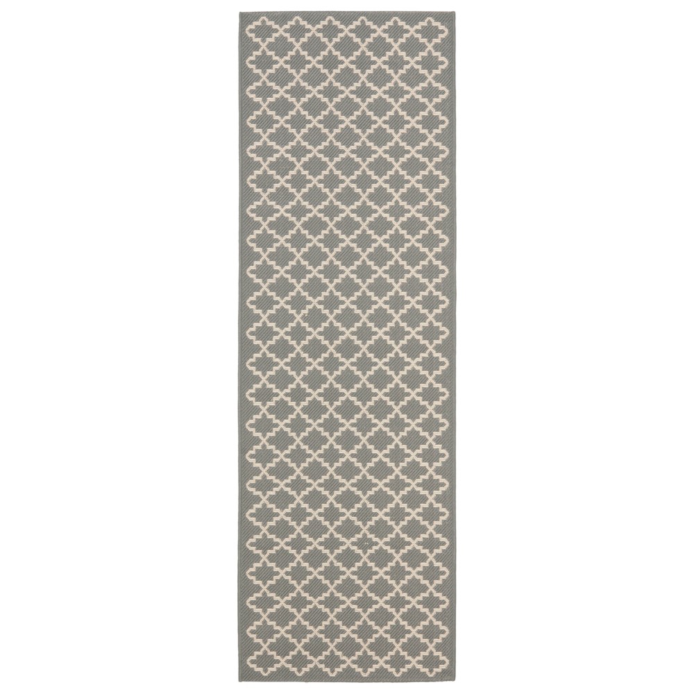 2'3in x 8' Durres Runner Outdoor Rug Anthracite/Beige - Safavieh