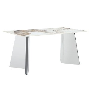 NicBex 63 Inch Rectangle Dining Table with Patterned Slab Tabletop and Stainless Steel Butterfly Legs for 6 to 8 - 1 of 4