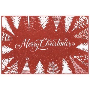 Merry Christmas Welcome Rug, Winter Holiday Decorative Rug Non Slip, Soft Low Pile Accent Decor Rugs for Bedroom Living Room - 1 of 4