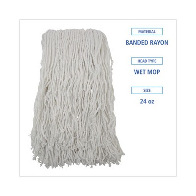 White Rayon Cut-End String Mop Head with Heavy-Duty Headband
