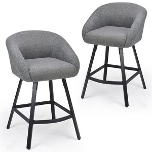 TUYOHW Teddy Fabric Counter Bar Stools Set of 2,Upholstered Bar Chairs with Metal Frame,Soft Backrest & Armrest,Dining Chair for Kitchen,Bar - 1 of 4