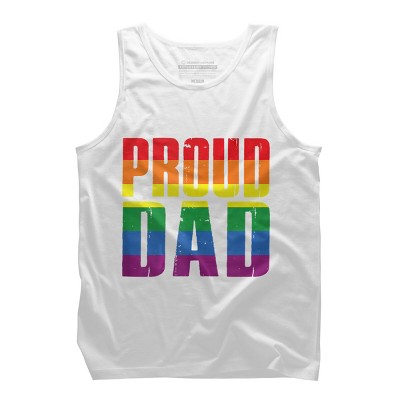 Adult Design By Humans Rainbow Pride Proud Dad By Luckyst Tank Top - White - Small