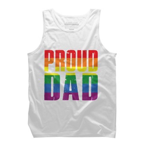 Adult Design By Humans Rainbow Pride Proud Dad By Luckyst Tank Top - White - Small - 1 of 2